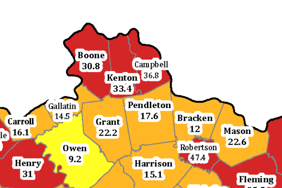 COVID19 211 Cases in NKY Thursday, Three Counties "Red Zone" LINK nky