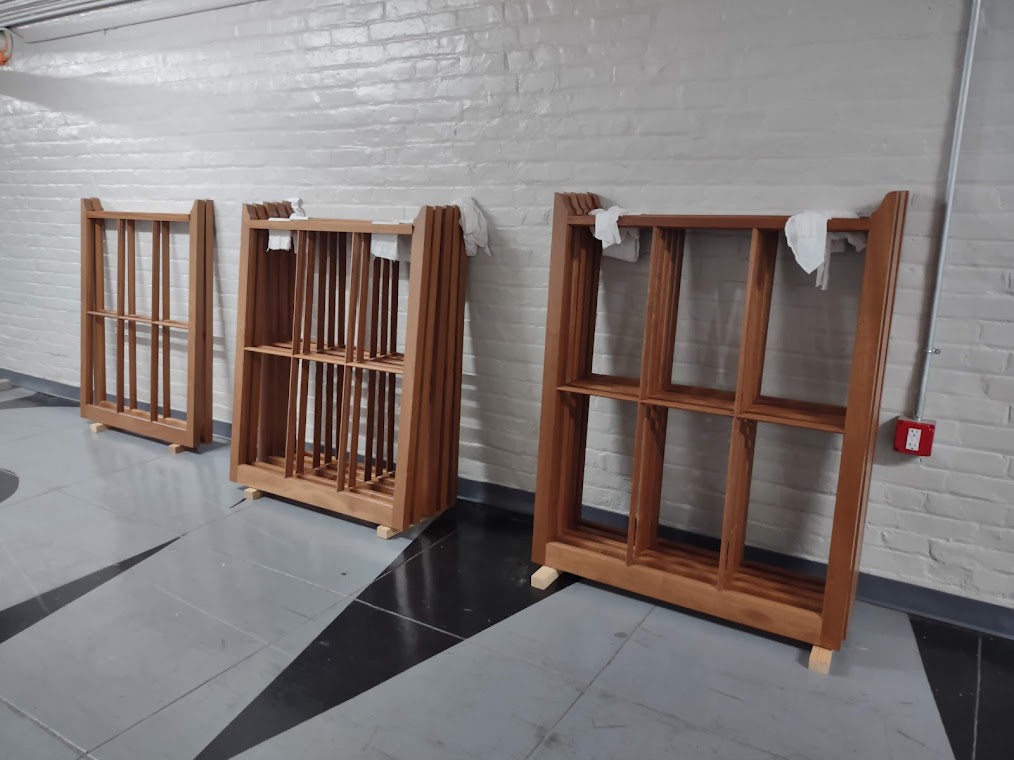 In Other Words Master Woodworker Lovingly Crafts New Windows for Mess Hall LINK nky