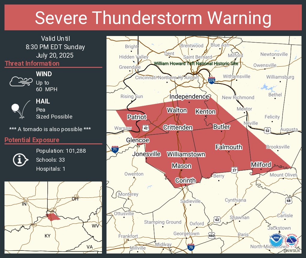 UPDATE: Tornado warning issued for Northern Kentucky - LINK nky